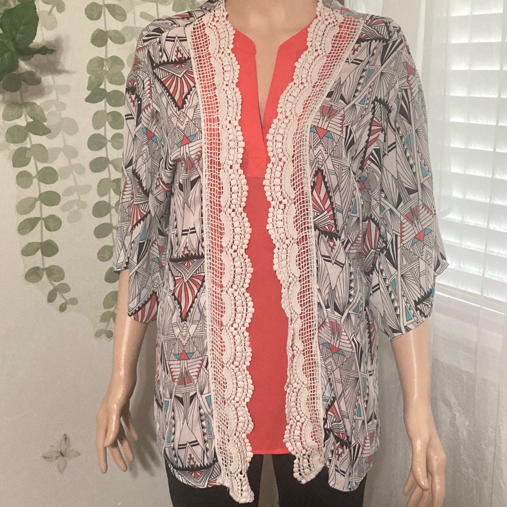 Sz Xs Xhilaration Geometric Printed Bohemian Boho Kimono Cardigan